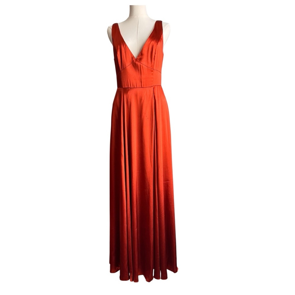 Charmeuse Tank V-Neck Sienna  Dress With Slit Style GS290020 Size 12.